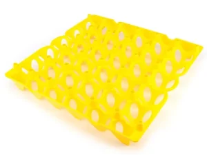 This is an image of a yellow plastic egg tray.
